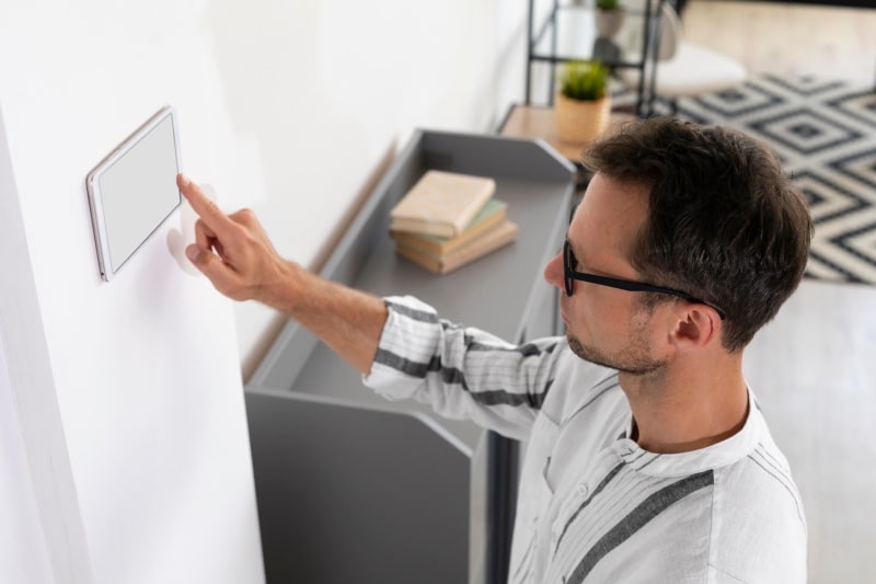 hombre configurando sensor de ventana