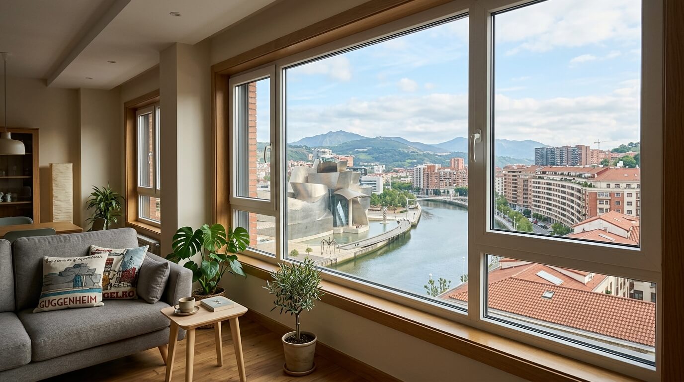 ventanas en bilbao Vista de Bilbao desde una ventana.
